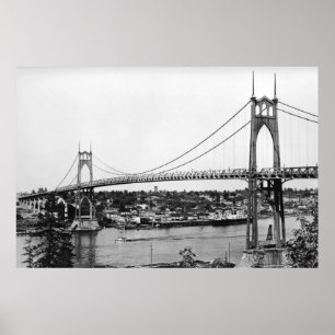Portland, ELLER View of St. John Bridge over Poster