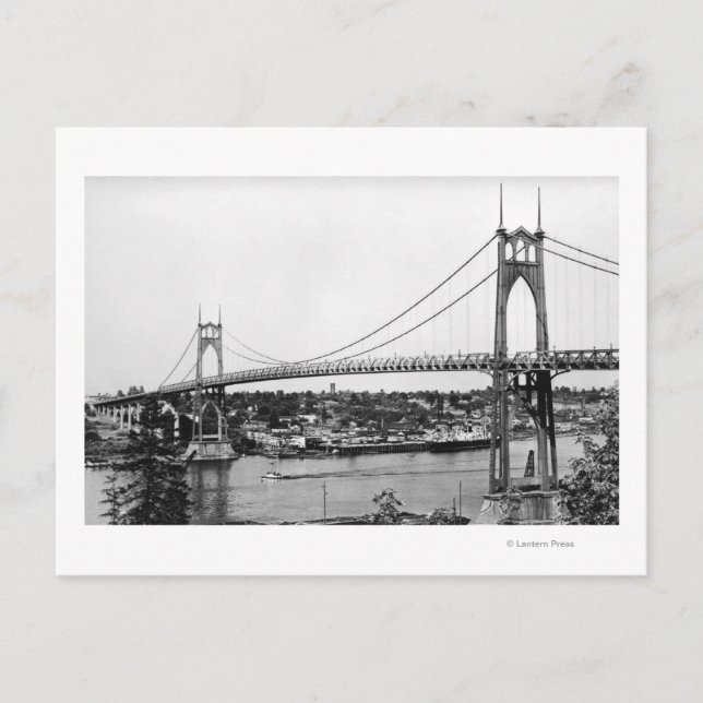 Portland, ELLER View of St. John Bridge over Vykort (Framsida)