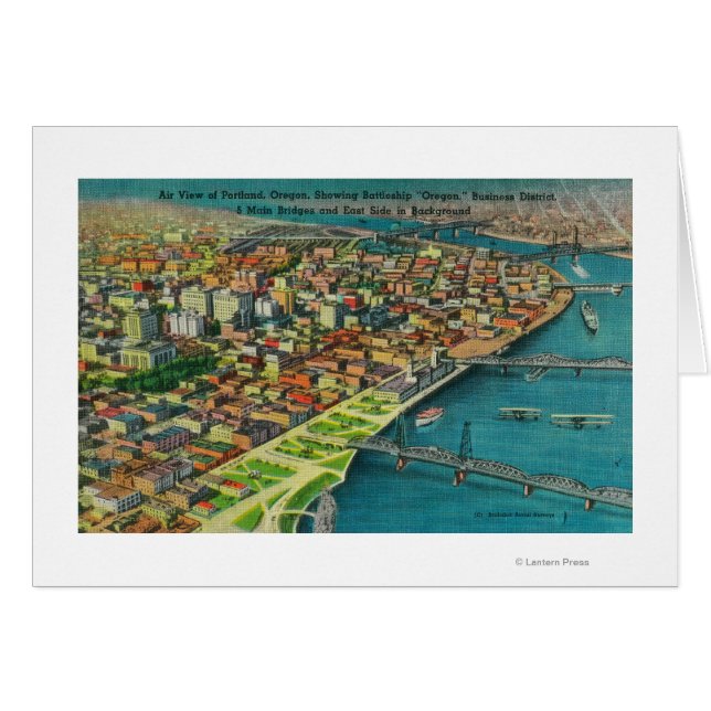 Portland från Luft som visar Bridges och Hälsningskort (Framsidan Horizontal)