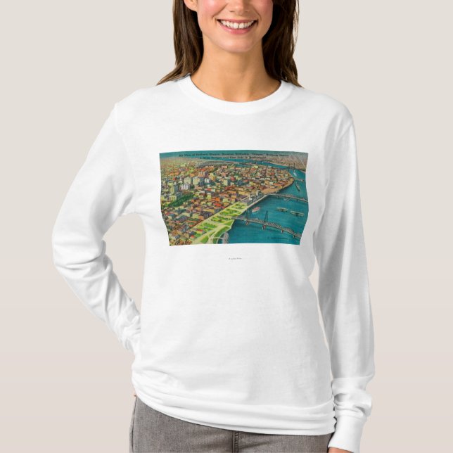 Portland från luftvisning överbryggar och t-shirt (Framsida)