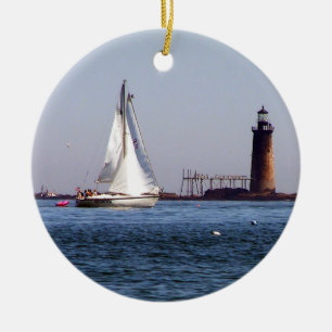 Portland Harbour Sailing by Ram Island Ledge Julgransprydnad Keramik