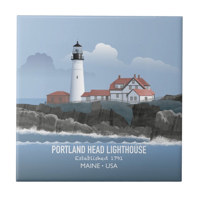 Portland Head fyr Kakelplatta (Framsidan)