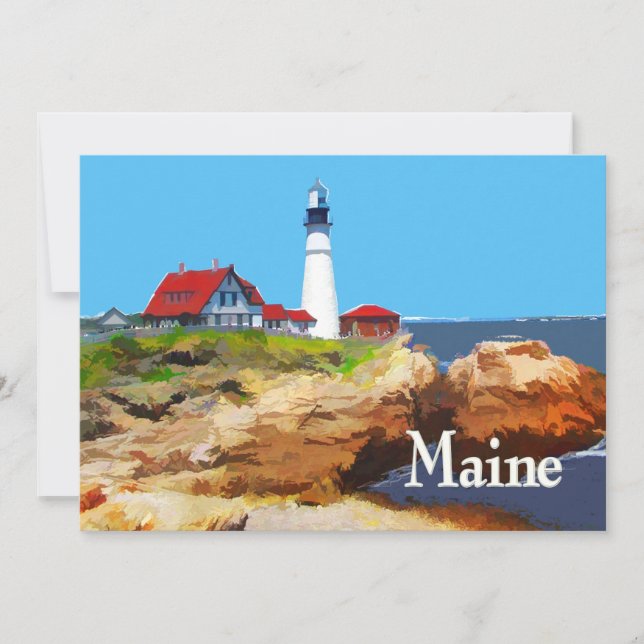 Portland Head fyr Maine Inbjudningar (Framsida)