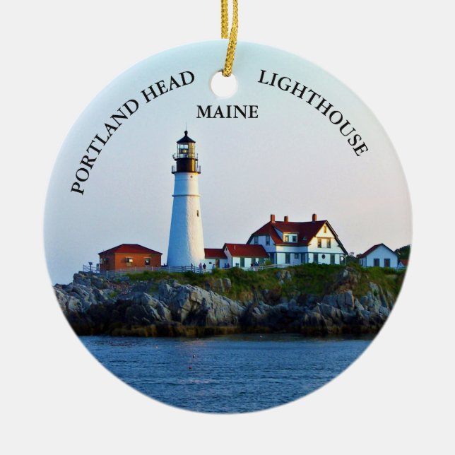 Portland Head fyr, Maine prydnad Julgransprydnad Keramik (Framsidan)