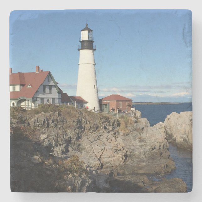 Portland Head fyr Maine Underlägg Sten (Framsidan)
