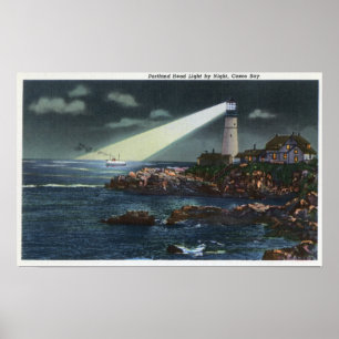 Portland Head fyr på natten Poster