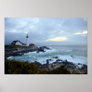 Portland Head fyr på soluppgången Poster