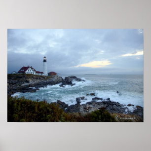Portland Head fyr på soluppgången Poster