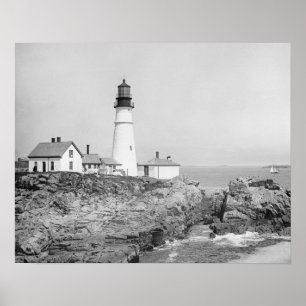 Portland Head Light, 1902. Vintage foto Poster