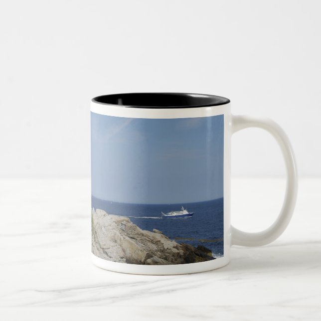 Portland Head Light, Cape Elizabeth,Maine, Två-Tonad Mugg (Höger)