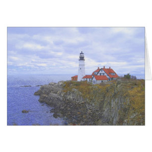 Portland Head Light House, Maine, Art Hälsningskort