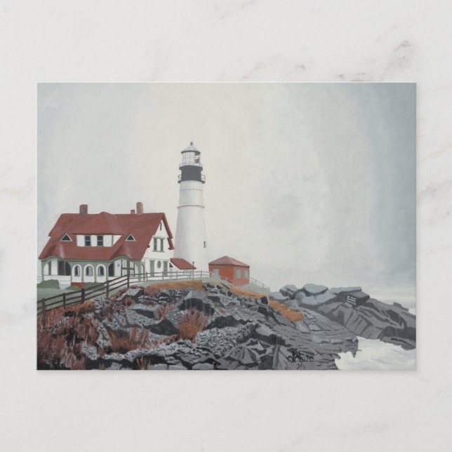 Portland Head Light in Fog Vykort (Framsida)