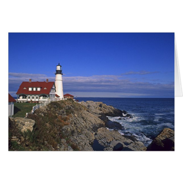 Portland Head Light Lighthouse Maine Hälsningskort (Framsidan Horizontal)