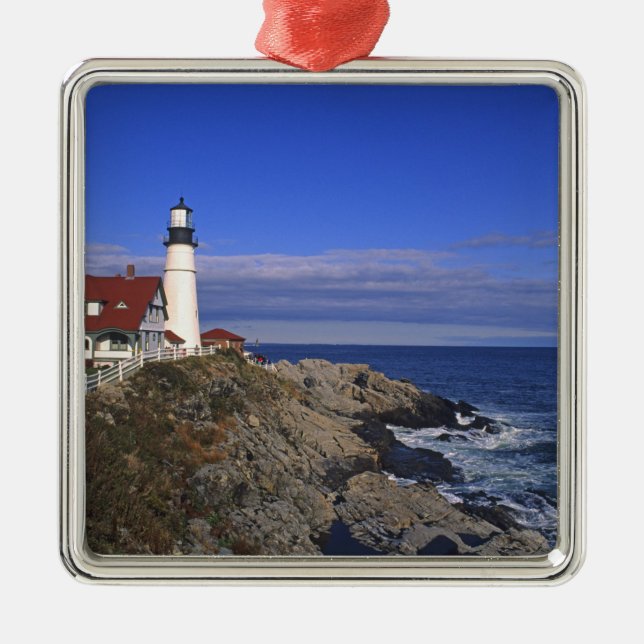 Portland Head Light Lighthouthouse Maine Julgransprydnad Metall (Framsidan)