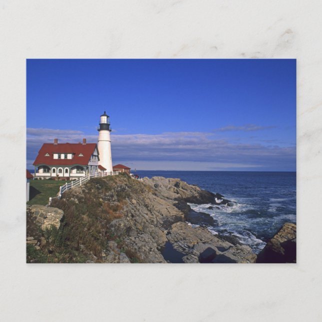 Portland Head Light Lighthouthouse Maine Vykort (Framsida)
