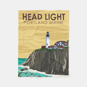 Portland Head Light Maine Vintage Art Fleecefilt