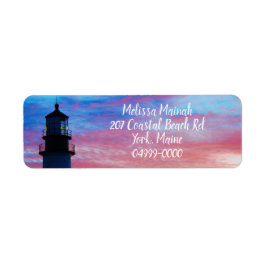 Portland Head Light Sunrise Maine fyr Returadress Etikett