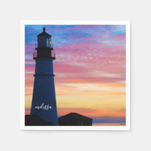 Portland Head Light Sunrise Maine Lighthouse Pappersservett
