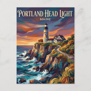 Portland Head Light USA ->  Portland Head-fyren US Vykort