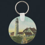 Portland Head Light Watercolor Nyckelring<br><div class="desc">Portland Head Lighthouse watercolor painting shows the iconic Maine lighthouse at sunrise. The artwork is created with watercolor washes over a detailed pencil drawing evoking a timeless image which speaks to how long Portland Head Light has stood watch over the entrance to Casco Bay. It is the first lighthouse commissioned...</div>