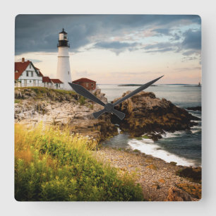 Portland Head Lighthouse   Cape Elizabeth, Me Fyrkantig Klocka