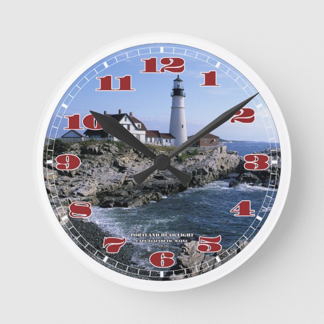 Portland Head Lighthouse Clock Rund Klocka (Framsida)