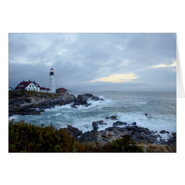 Portland Head Lighthouse i Sunrise Hälsningskort (Framsidan Horizontal)