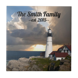 Portland Head Lighthouse Maine Familjenamn Kakelplatta