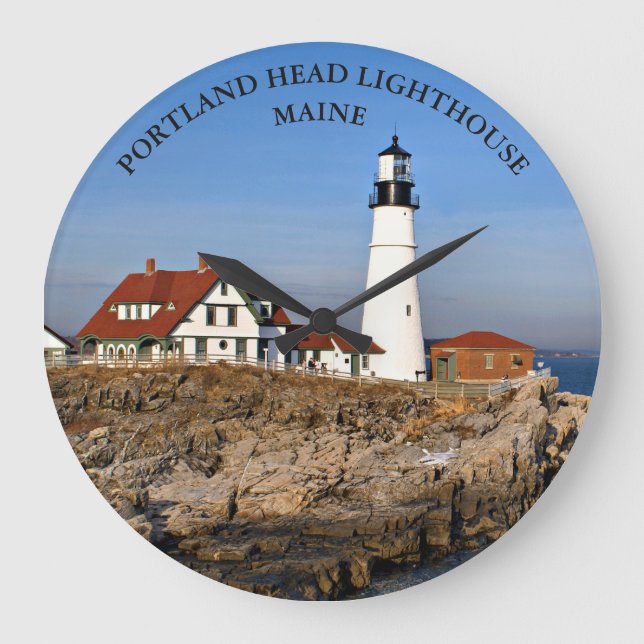 Portland Head Lighthouse, Maine Round Clock Stor Klocka (Framsida)