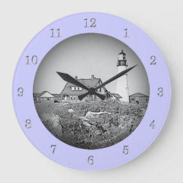 Portland Head Lighthouse Maine Sketch Wall Clock Stor Klocka