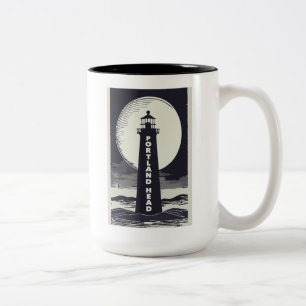 Portland Head Maine Lighthouse Måne Två-Tonad Mugg