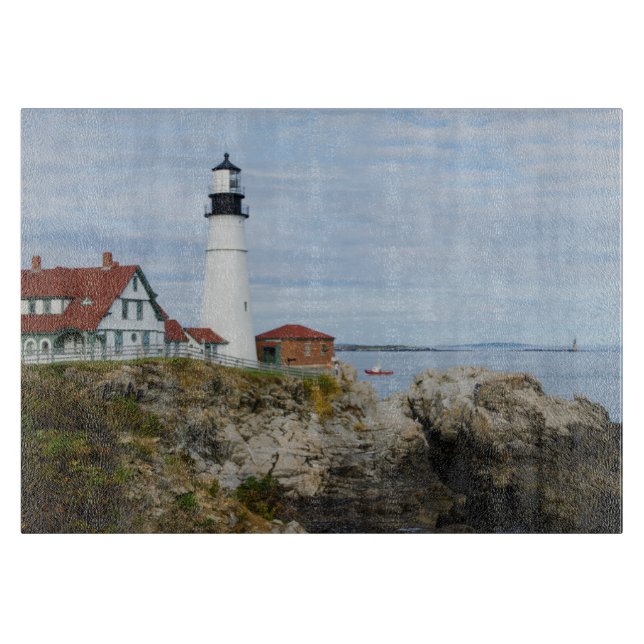 Portland Headlight fyr på klippig strand (Framsidan)