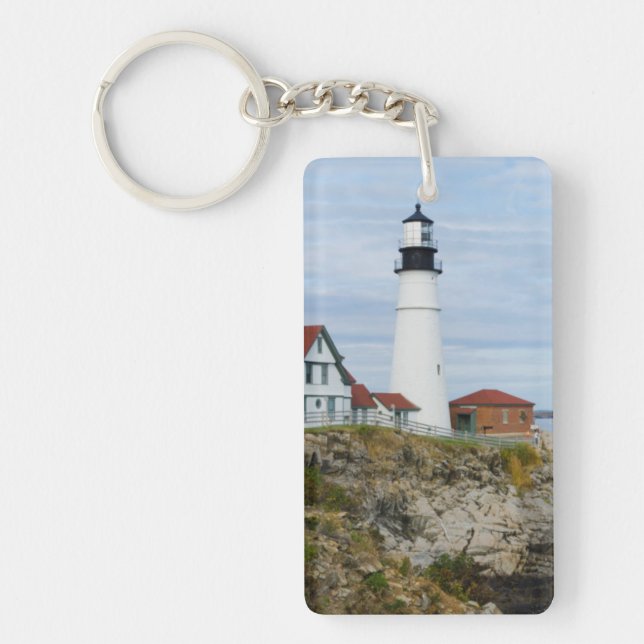 Portland Headlight fyr på klippig strand (Framsidan)
