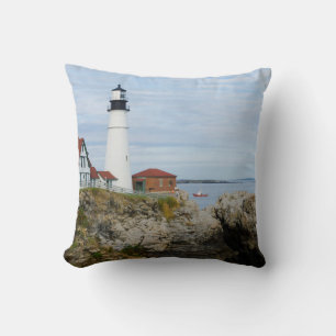 Portland Headlight fyr på klippig strand Kudde
