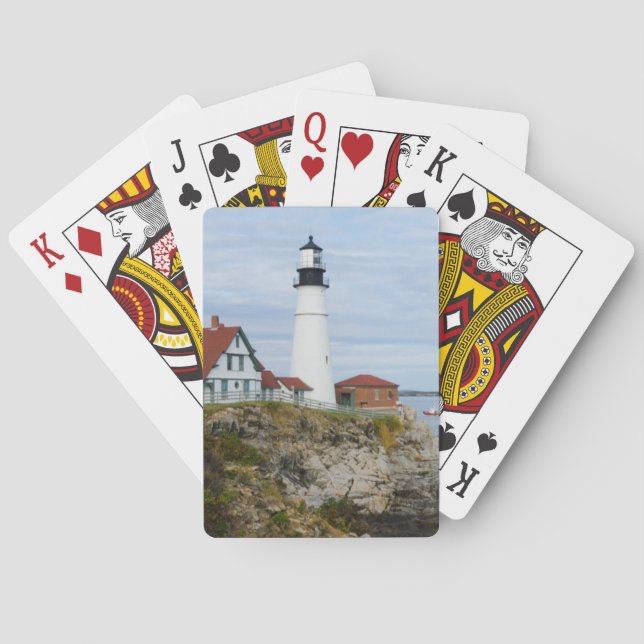 Portland Headlight fyr på klippig strand Spelkort (Baksidan)