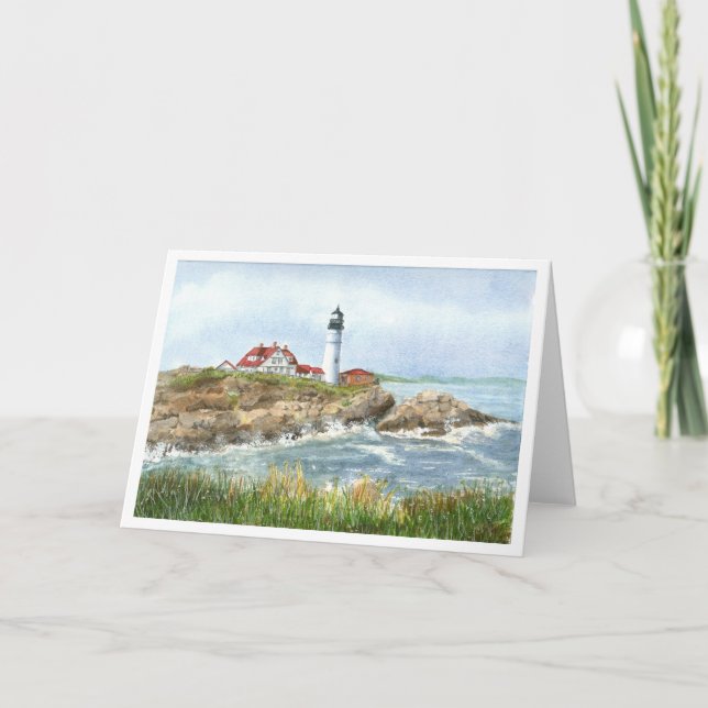 Portland Headlight Lighthouse Notecards Kort (Framsida)