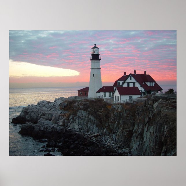 Portland Headlight Sunrise Maine Large Poster (Framsidan)