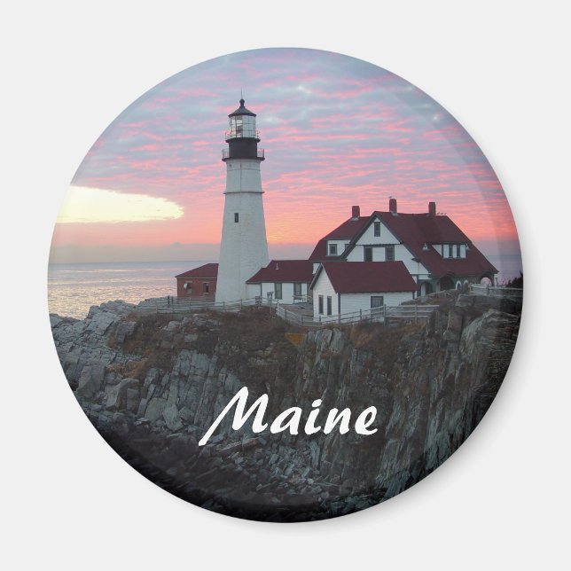Portland Headlight Sunrise Maine Magnet (Framsidan)
