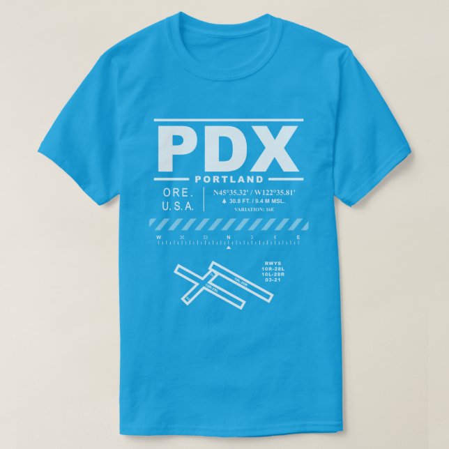 Portland Internationell flygplats PDX T Shirt (Design framsida)