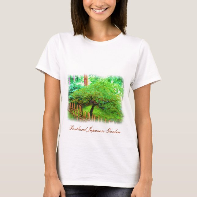 Portland Japanska Garden-vattenfärgst-shirt Tee (Framsida)
