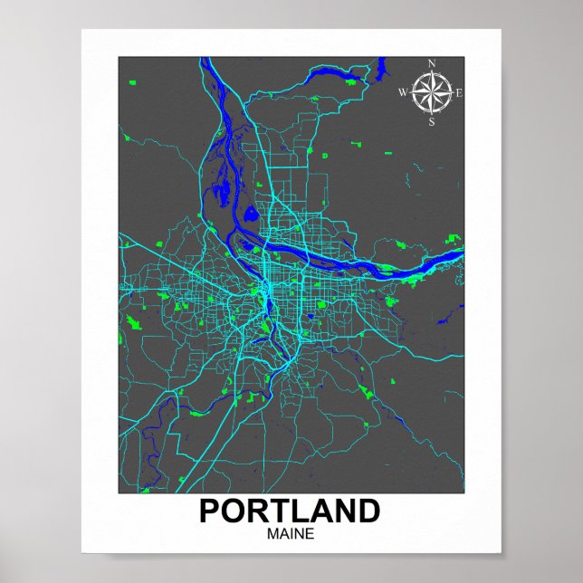 Portland Karta Poster (Framsidan)