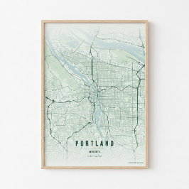 Portland Karta Skogs Tryck Oregon Väggkonst Affisc