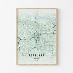 Portland Karta Skogs Tryck Oregon Väggkonst Affisc