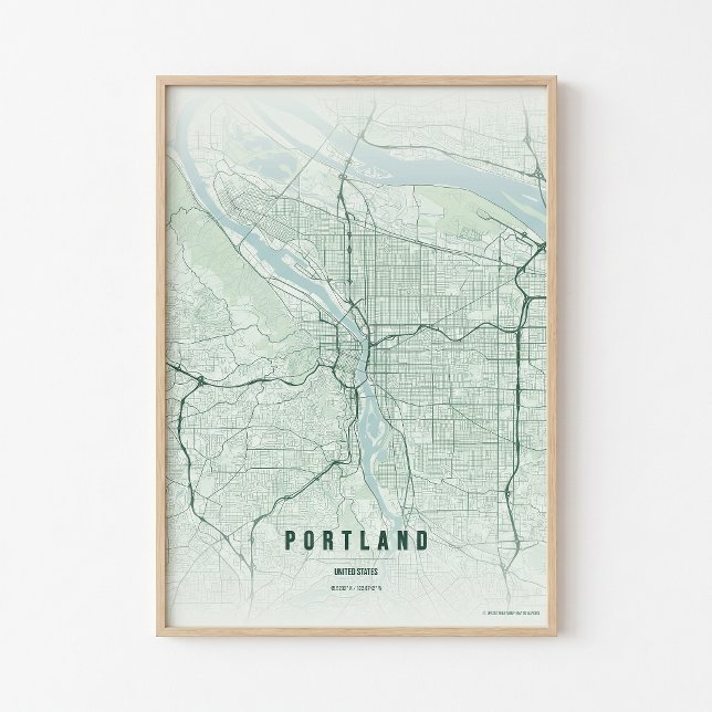 Portland Karta Skogs Tryck Oregon Väggkonst Affisc (Skapare uppladdad)