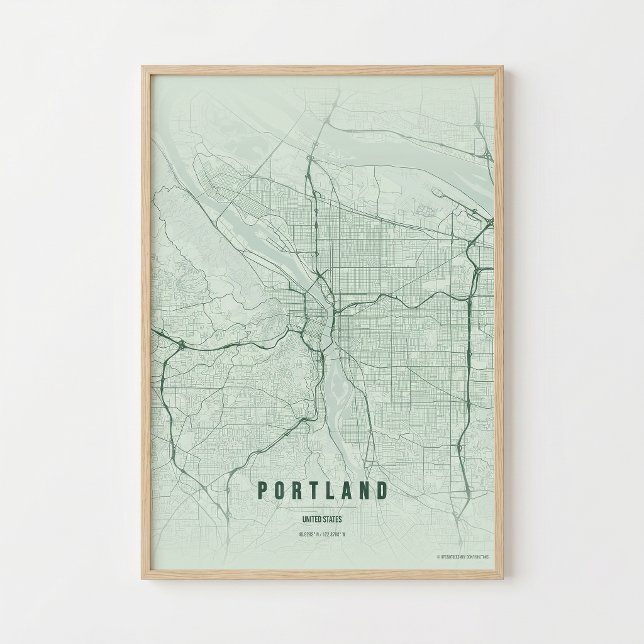 Portland Karttryck Oregon Stad Väggkonst Affisch P (Skapare uppladdad)
