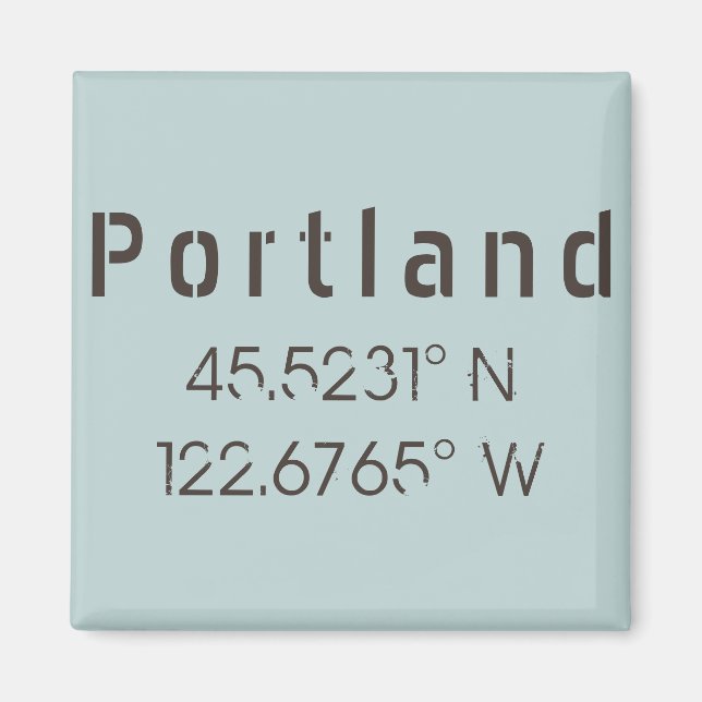 Portland Latitude & Longitud Magnet (Framsidan)