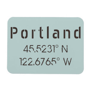 Portland Latitude & Longitud Magnet