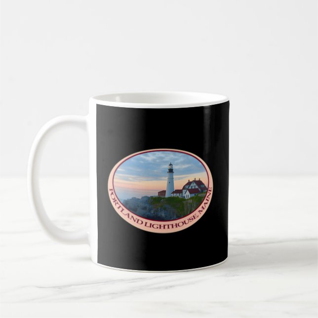 Portland Lighthouse Maine vid Sunrise Underbar Kaffemugg (Vänster)
