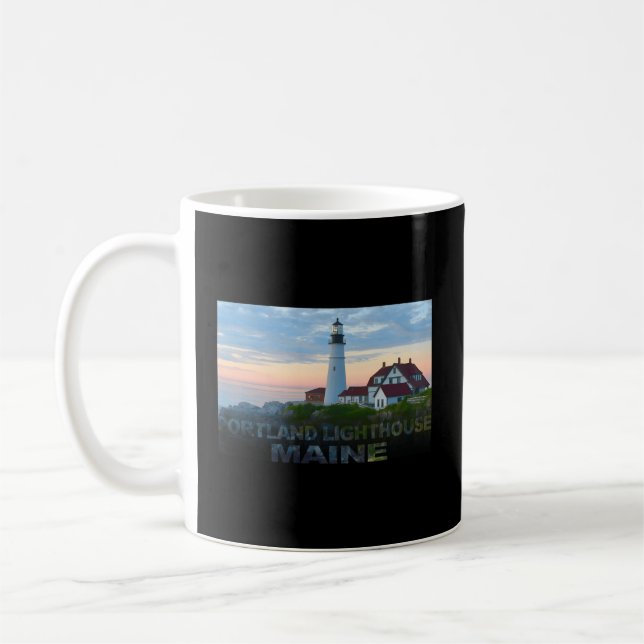 Portland Lighthouse Maine vid Sunrise Vacation Kaffemugg (Vänster)