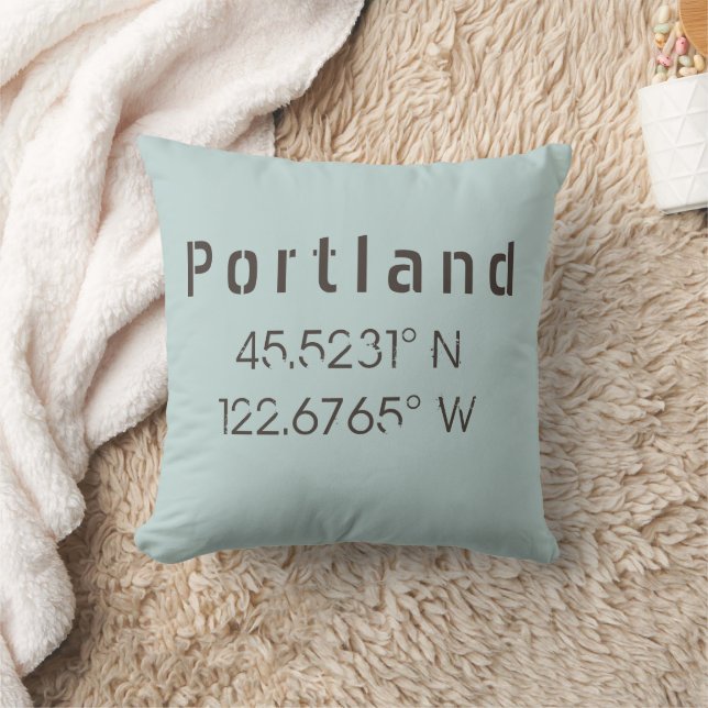 Portland Longitud Latitude Dekorativ kudde (Filt)